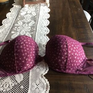 Victoria’s Secret sparkling push up bra—deep maroon/burgundy